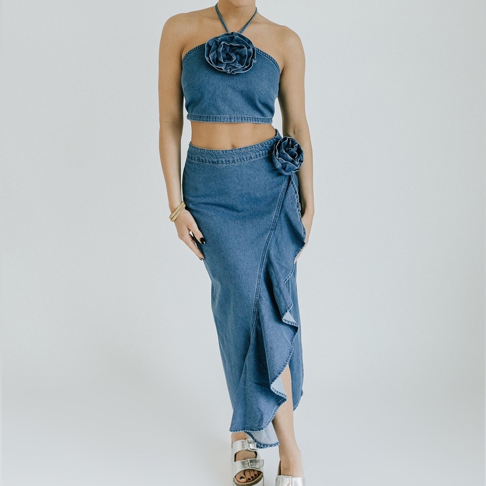 Denim skirt set